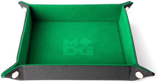 Velvet Folding Dice Tray with Leather Backing - Green (535)