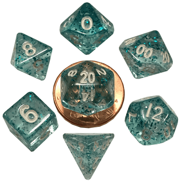 10mm Mini Acrylic Polyhedral Set Blue glow 4302
