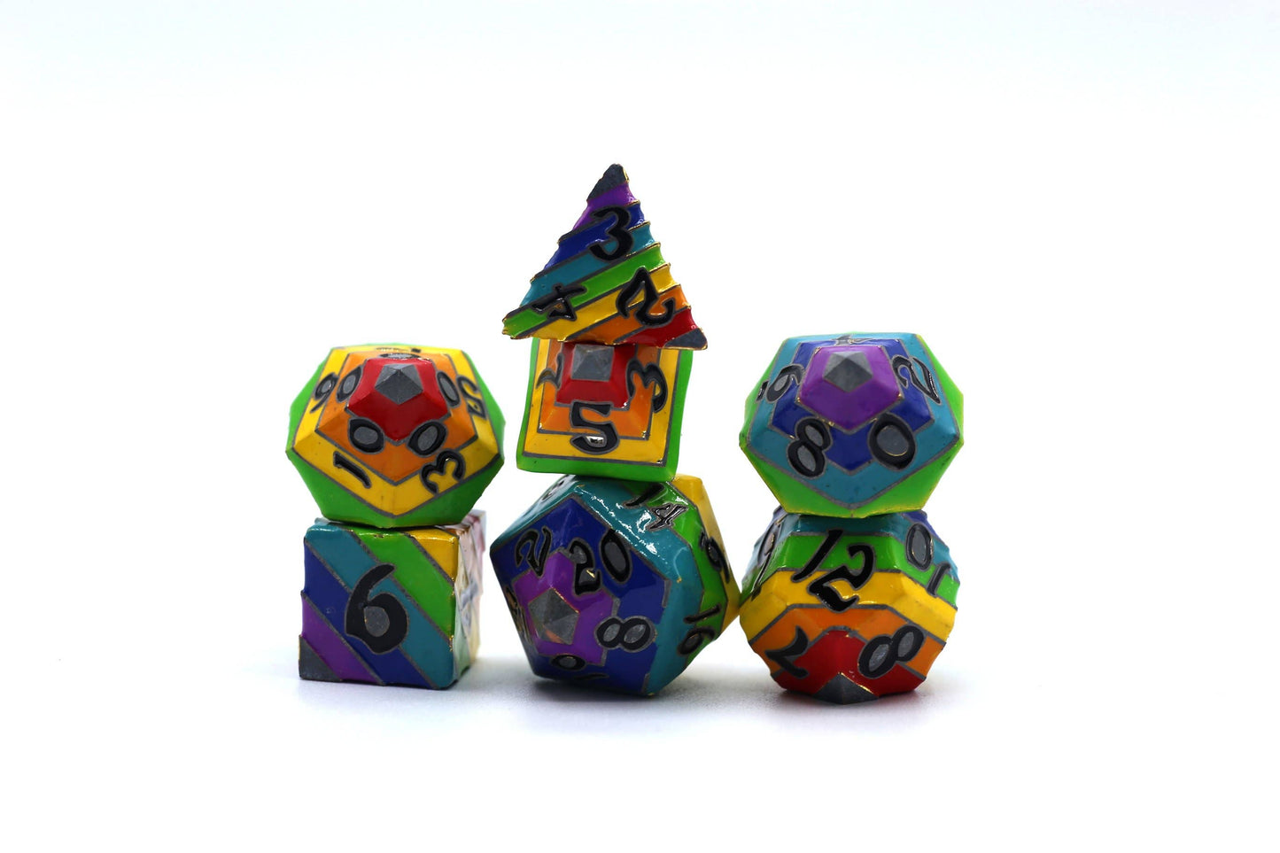 HY00093B Rainbow Pride solid metal dice set