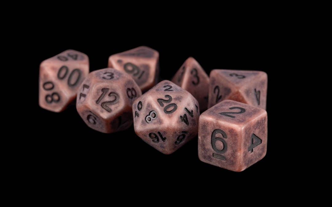 16mm Resin Polyhedral Set - Aged Copper
