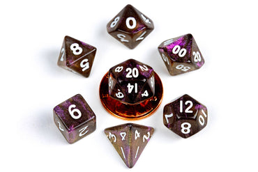 10mm Mini Acrylic Polyhedral Set - Stardust Supervolcano 4174