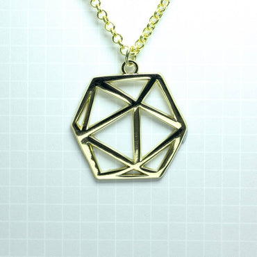 D20 Dice Pendant - Gold