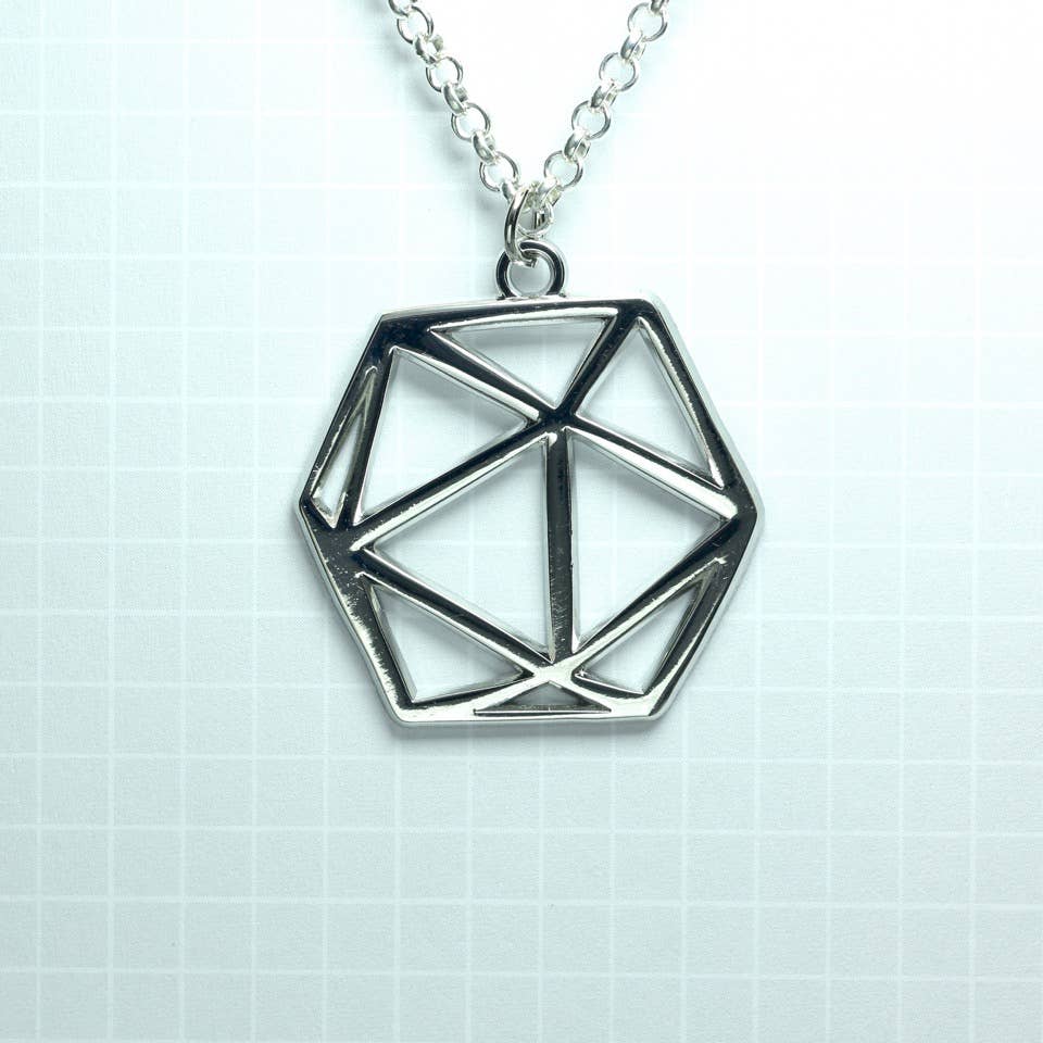 D20 Dice Pendant - Silver