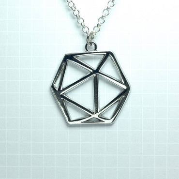 D20 Dice Pendant - Silver