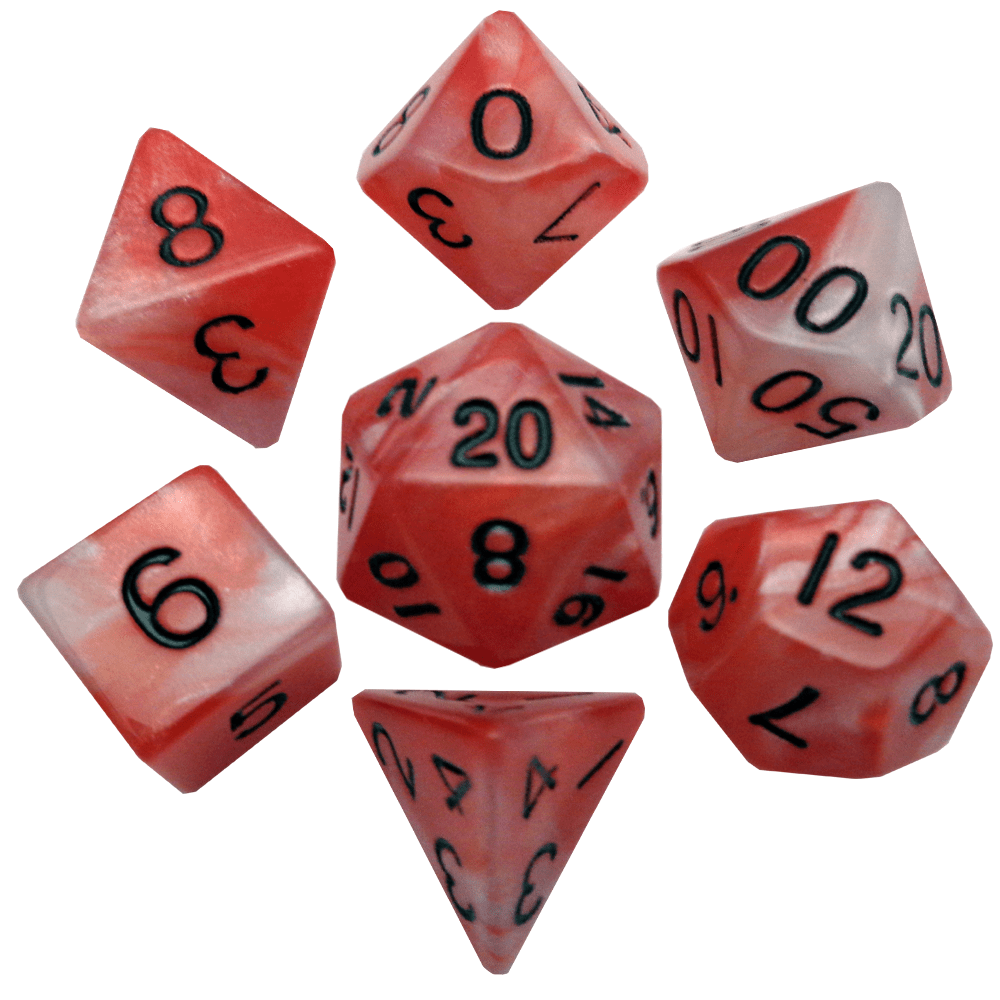 16MM Dice Red White with Black numbers Marble Pattern (110)