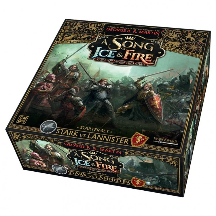 A Song of Ice & Fire, just like the award winning TV show Games of Thrones.  Throw two houses (Stark vs. Lannister) against each other on an epic battlefield.  Get it at SydeQuest Games in Wadsworth, OH.  sydequestgames.com